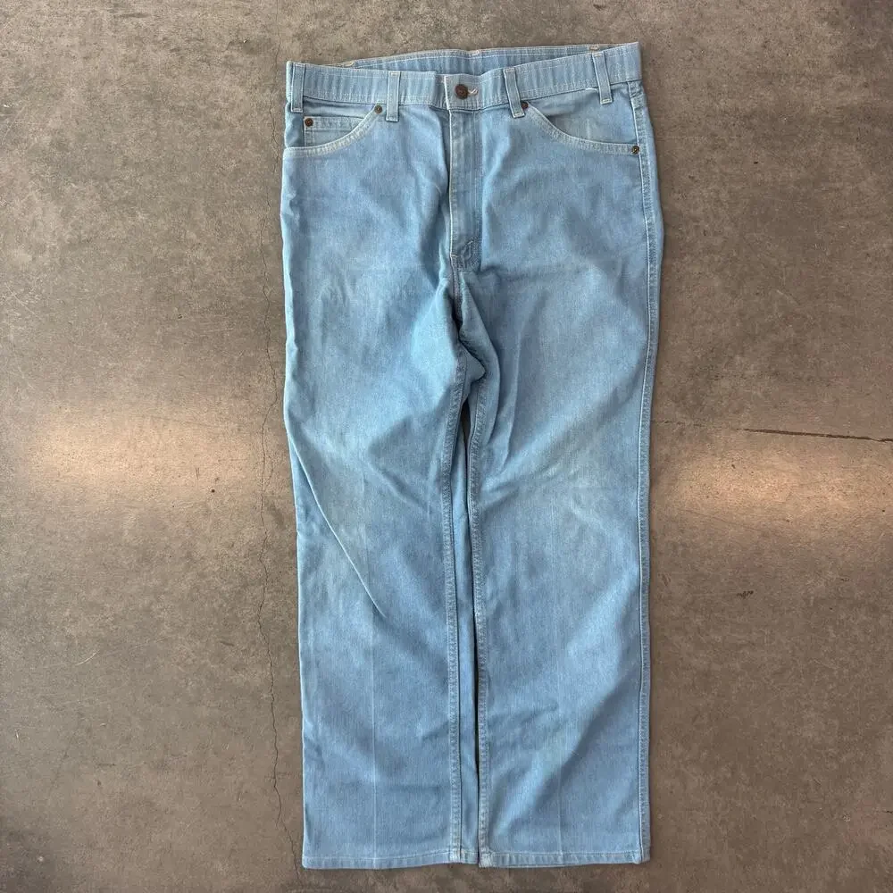 Vintage 70s 80s Levi Action Jeans Mens 36x30 Blue Chambray Straight Cowboy